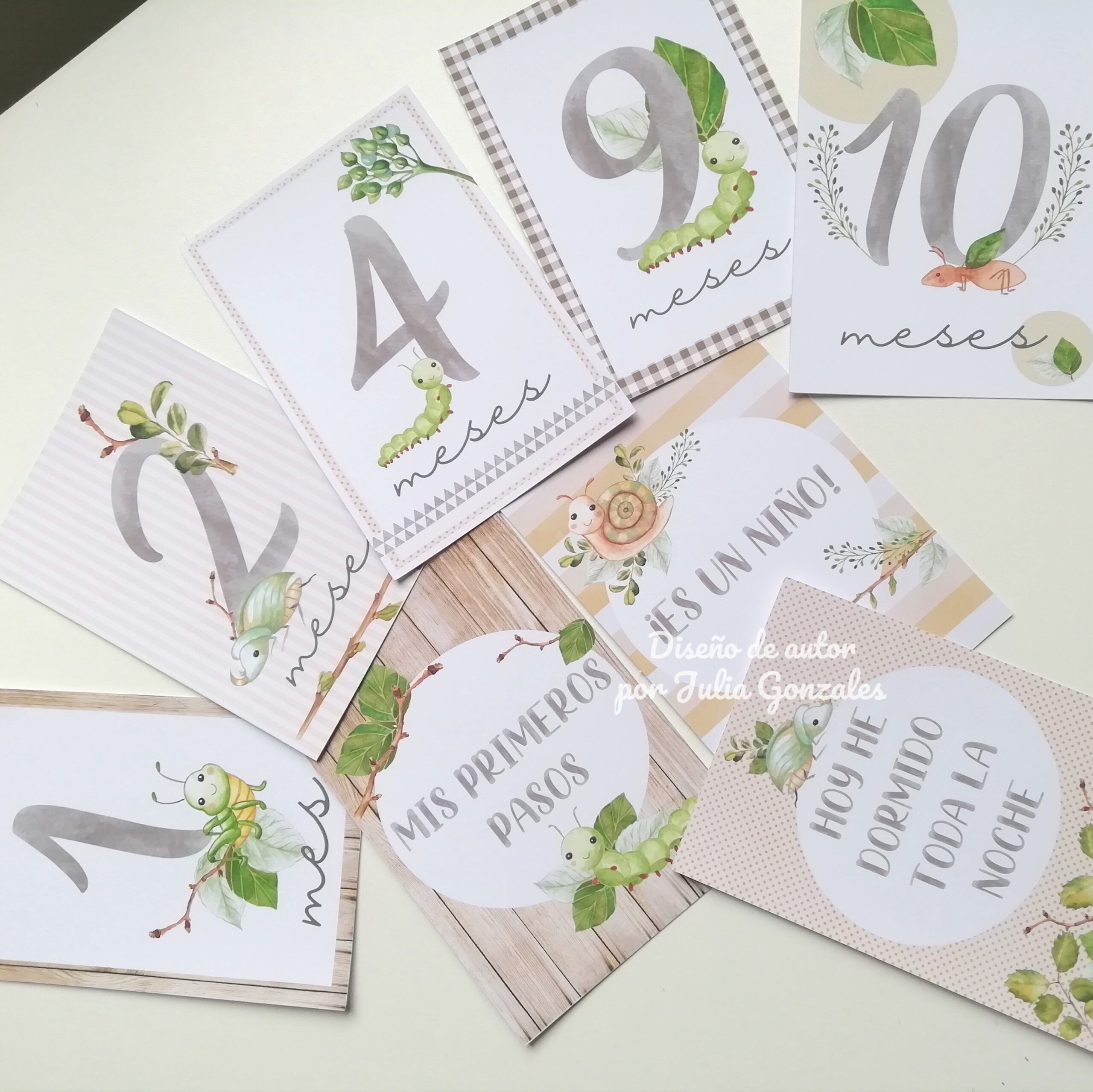 Baby Cards modelo "Jardín encantado" en tonos neutros