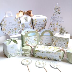 Caja decorativa de Primera Comunión modelo "Luz de lirios de primavera"