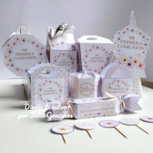 Caja decorativa de Primera Comunión modelo "Promesa en flores"