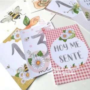 Baby Cards modelo "Jardín encantado" tonos cálidos